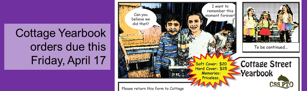 Cottage Yearbook orders due this Friday, April 17